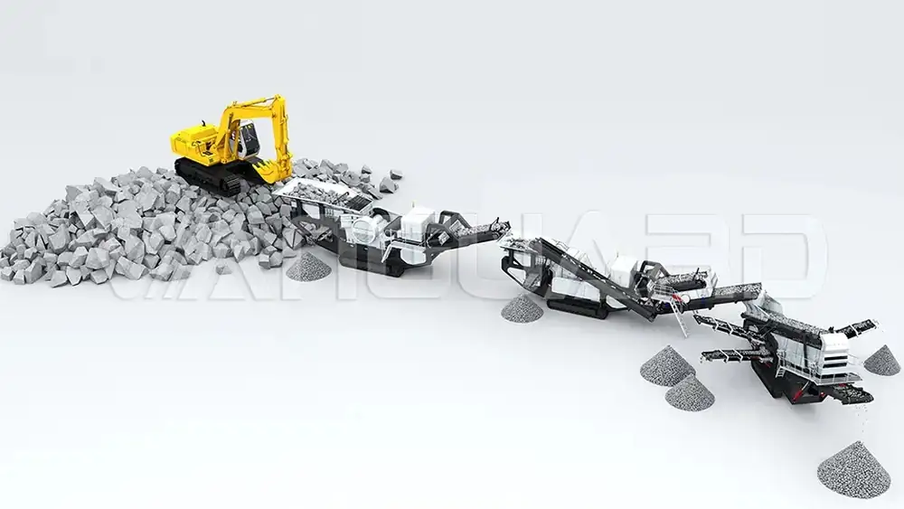 Mobile crushing plant process configuration