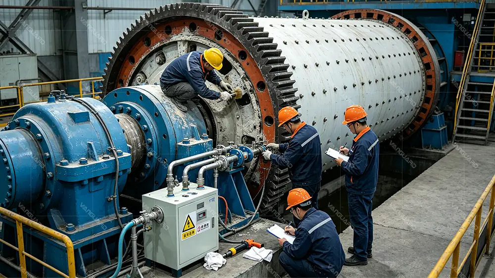 Ball mill unit and main bearing daily check