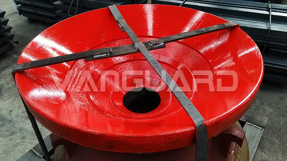 Close-up of cone crusher and vibrating screen components