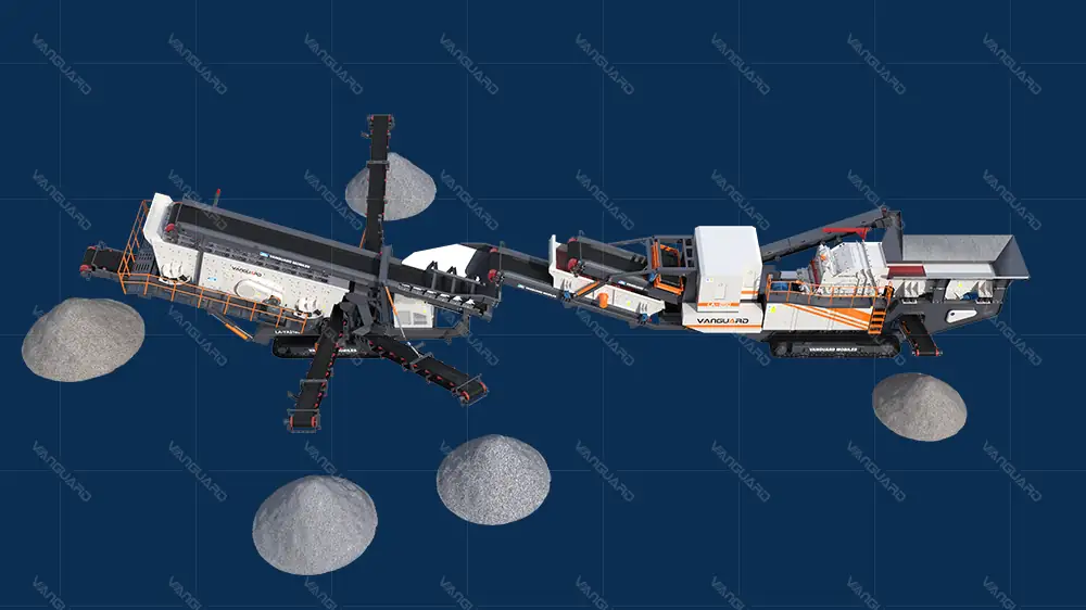 Limestone mobile plant two-stage config flow: mobile jaw plant + mobile impact plant + mobile screen plant