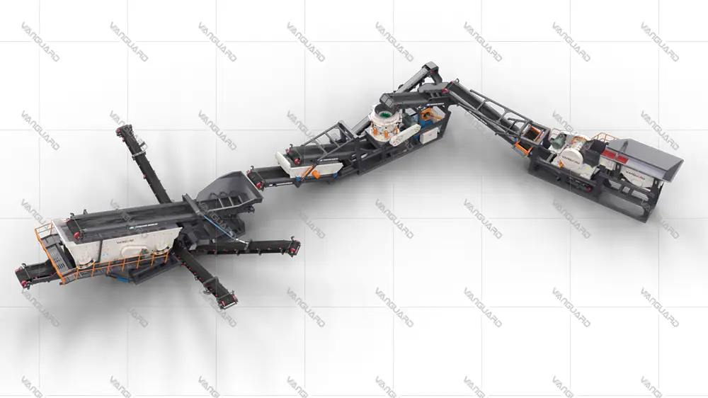 Modular semi-mobile and mobile crushing and screening process
